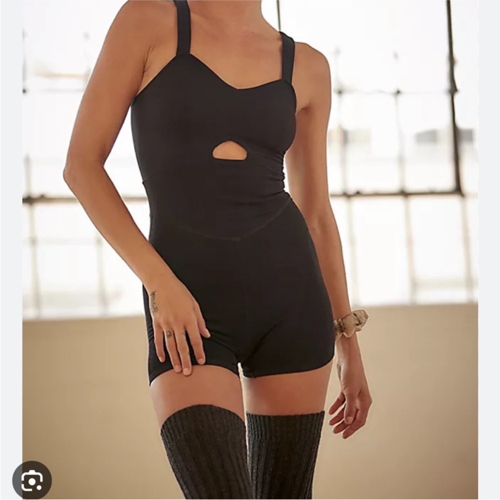 Free People Movement Black Cutout Runsie M/L